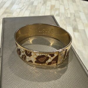 Coach Gold and Brown Animal Print Bracelet